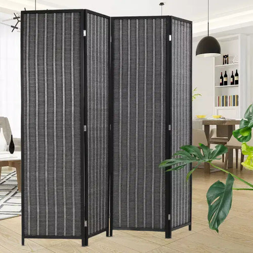 Paravent en bambou de 1,8 m – 4/6 panneaux, noir/naturel