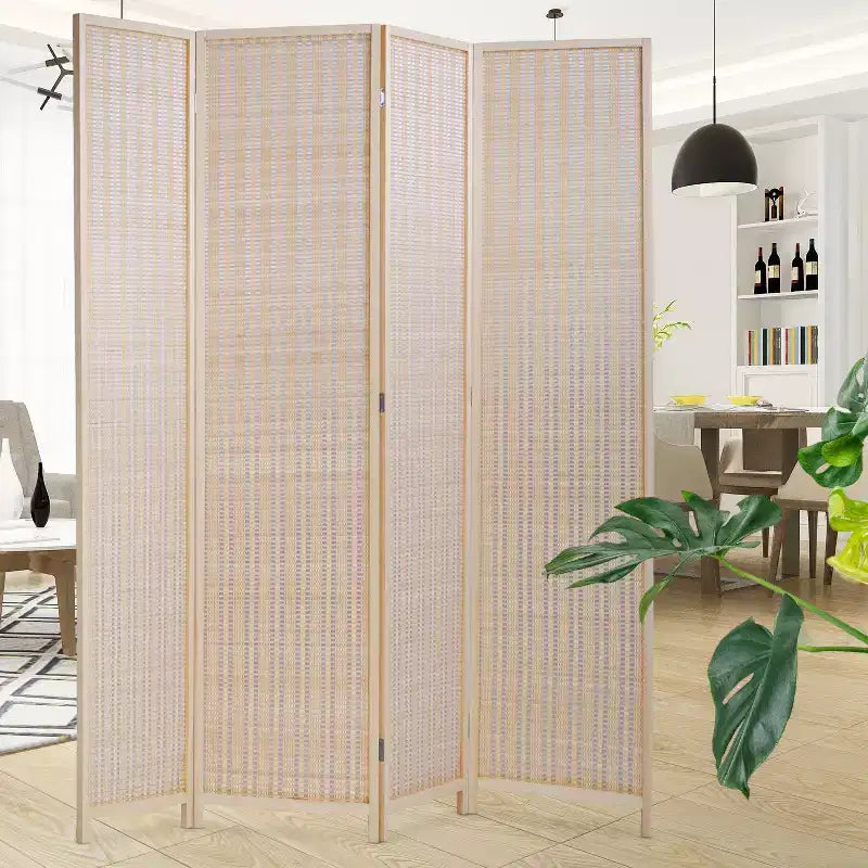 Paravent en bambou de 1,8 m – 4/6 panneaux, noir/naturel