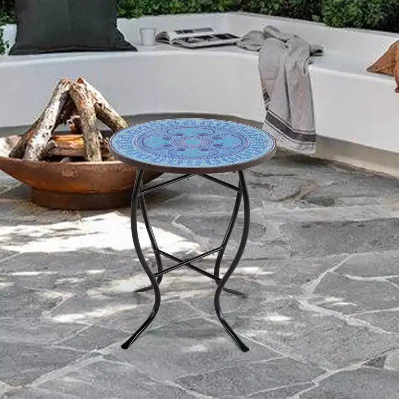 Table d'appoint Jiallo Mosaic Art Collection Pensées bleues