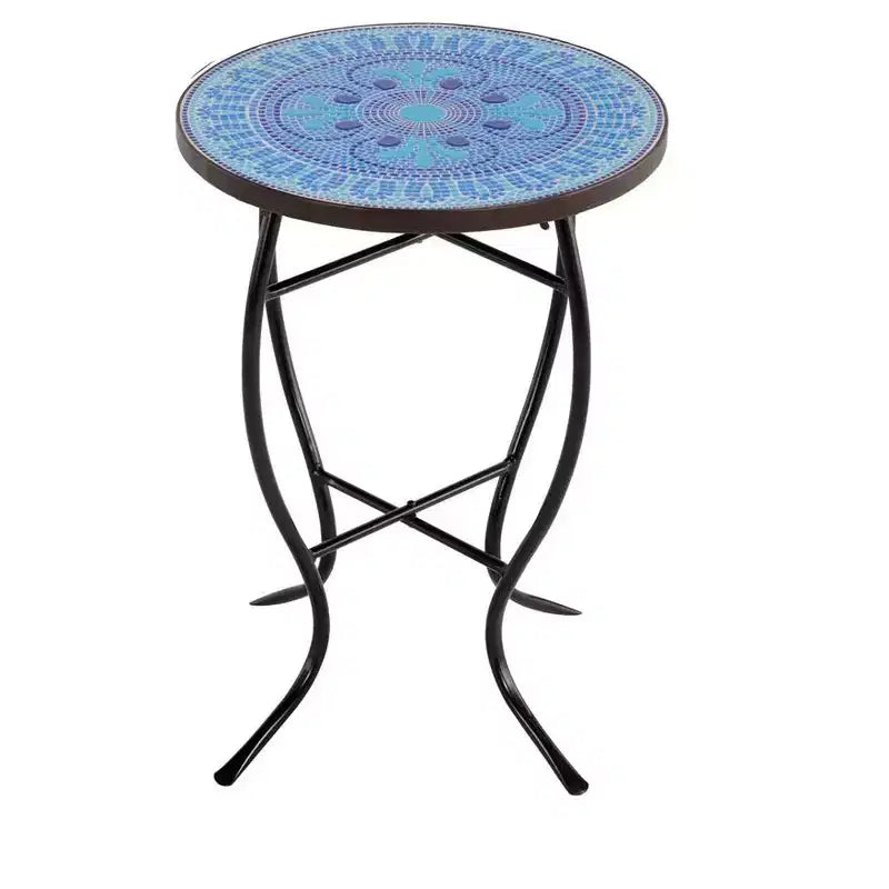 Table d'appoint Jiallo Mosaic Art Collection Pensées bleues