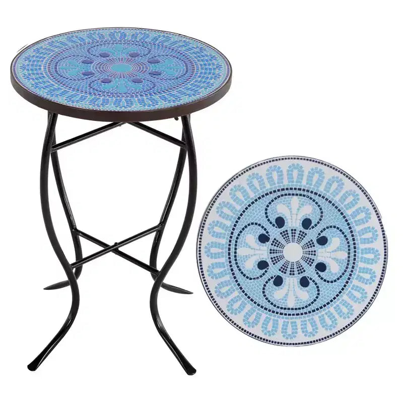 Table d'appoint Jiallo Mosaic Art Collection Pensées bleues