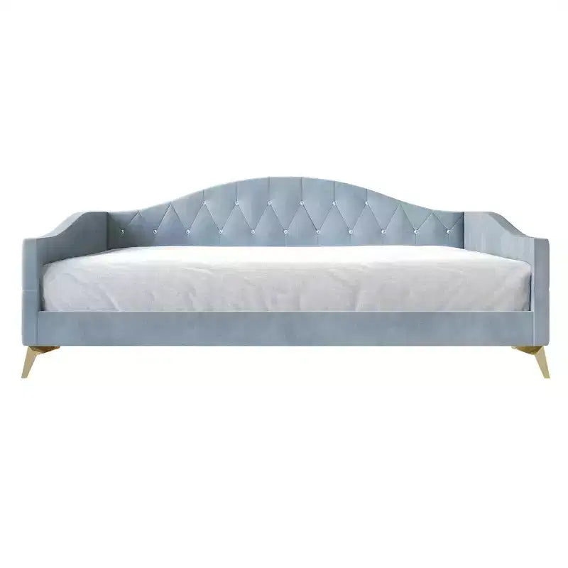 Lit de repos capitonné Camelback, une place et demie – Noir / Bleu clair / Gris argenté, 1 à 2 places