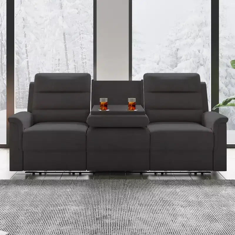 Canapé inclinable 3 places, beige/gris, dossier réglable, 3 personnes