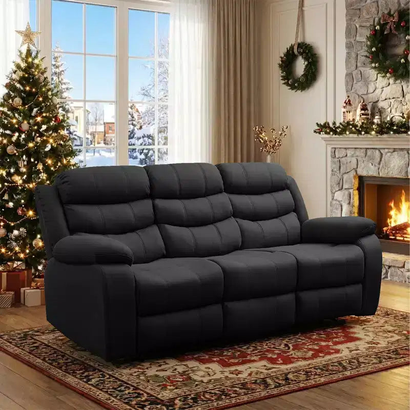 Canapé inclinable 3 places, beige/gris, dossier réglable, 3 personnes
