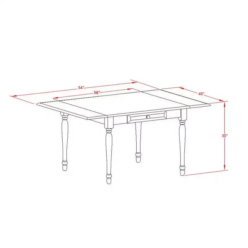 Table rectangulaire 36X54 HomeStock avec 2 rallonges rabattables
