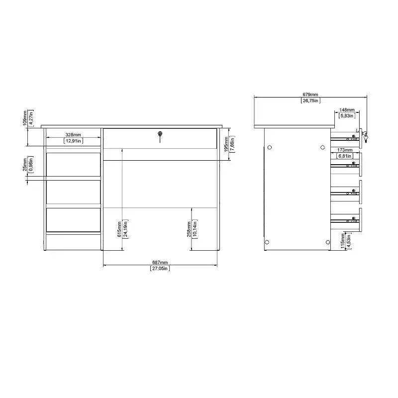 HomeStock Bureau en bois beige de 75,5 cm de hauteur avec compartiment de rangement dissimulé