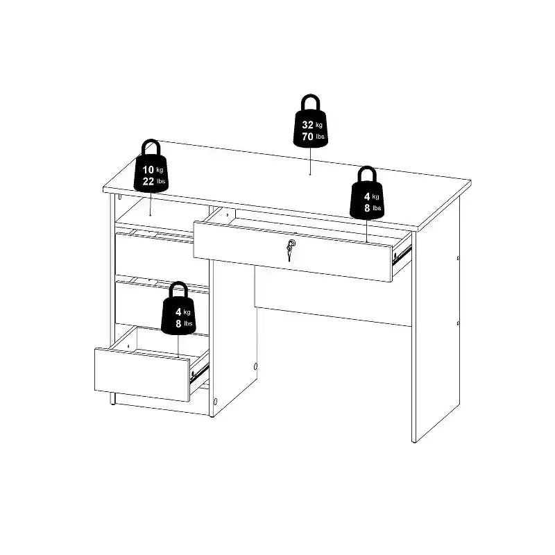 HomeStock Bureau en bois beige de 75,5 cm de hauteur avec compartiment de rangement dissimulé