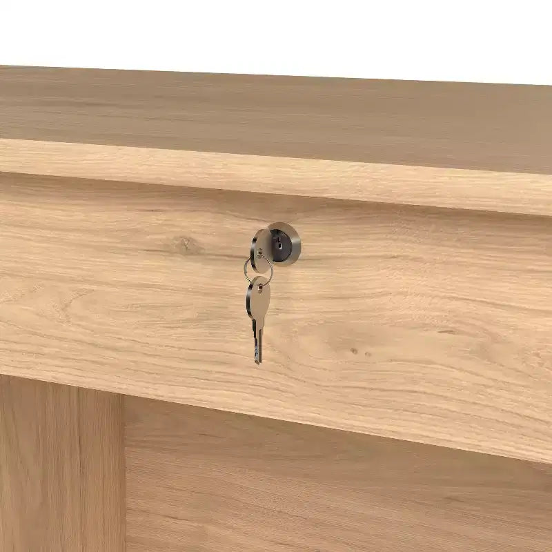 HomeStock Bureau en bois beige de 75,5 cm de hauteur avec compartiment de rangement dissimulé