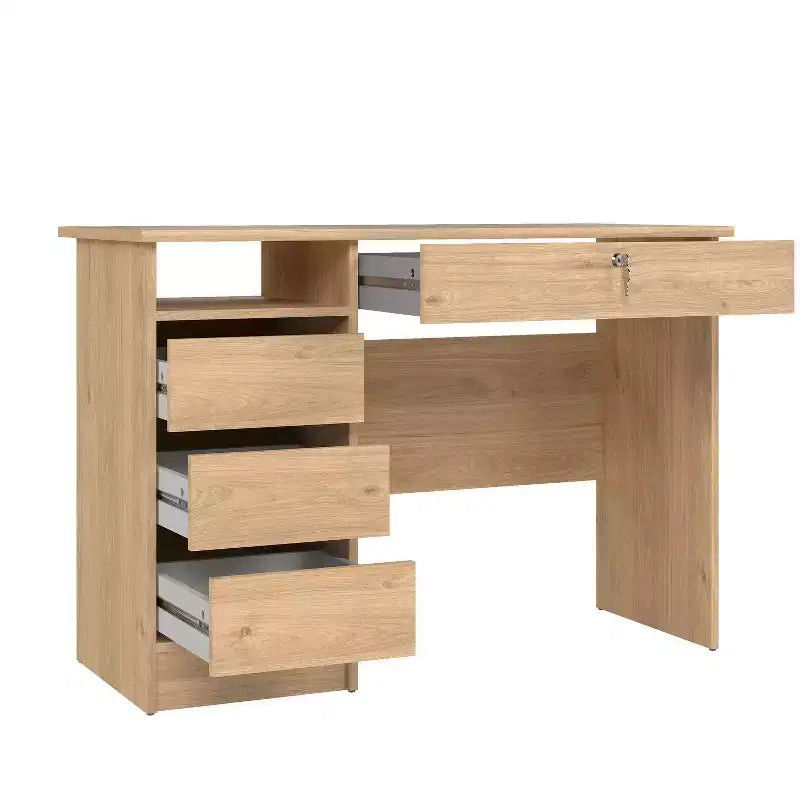 HomeStock Bureau en bois beige de 75,5 cm de hauteur avec compartiment de rangement dissimulé