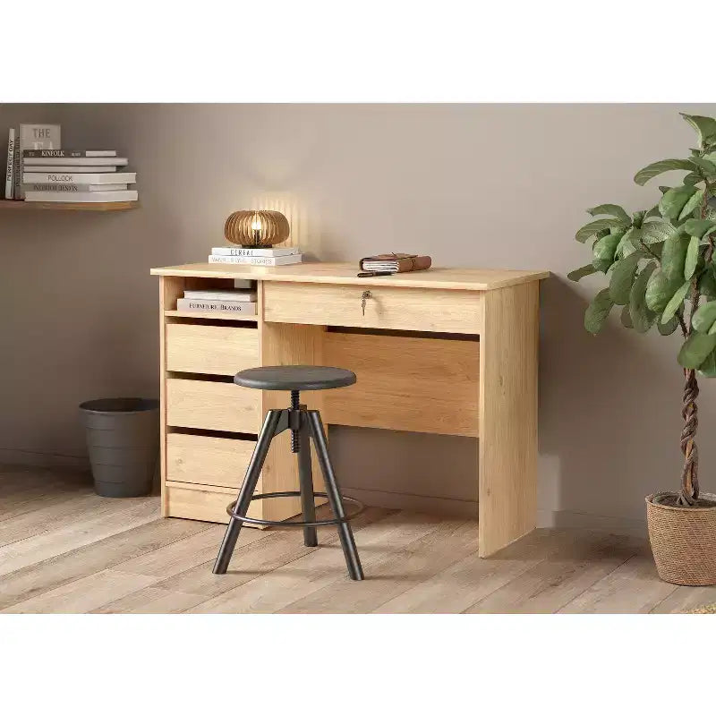 HomeStock Bureau en bois beige de 75,5 cm de hauteur avec compartiment de rangement dissimulé