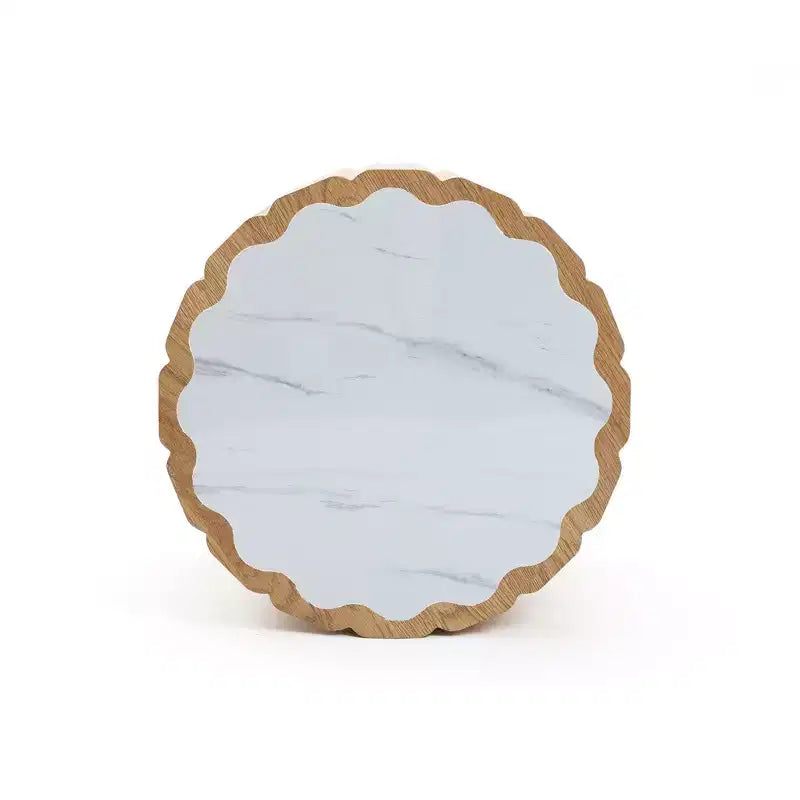 Table d'appoint ronde blanche et marron - 1 pièce