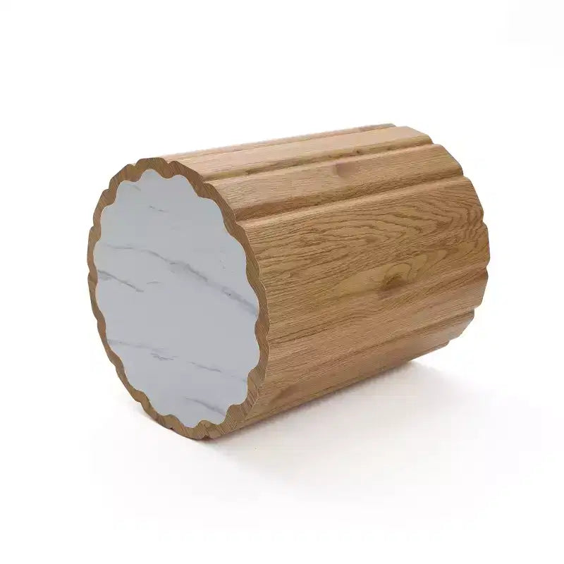Table d'appoint ronde blanche et marron - 1 pièce