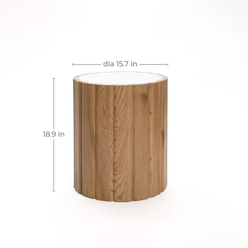 Table d'appoint ronde blanche et marron - 1 pièce