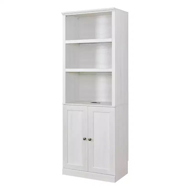Lit escamotable rustique blanc avec armoire latérale – Lit simple, 1 personne