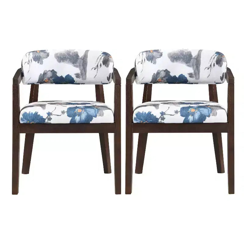 Chaises de salle à manger capitonnées à dossier ouvert, beige/marron et blanc/bleu, lot de 2