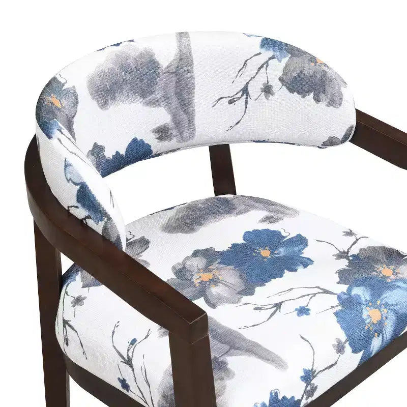 Chaises de salle à manger capitonnées à dossier ouvert, beige/marron et blanc/bleu, lot de 2