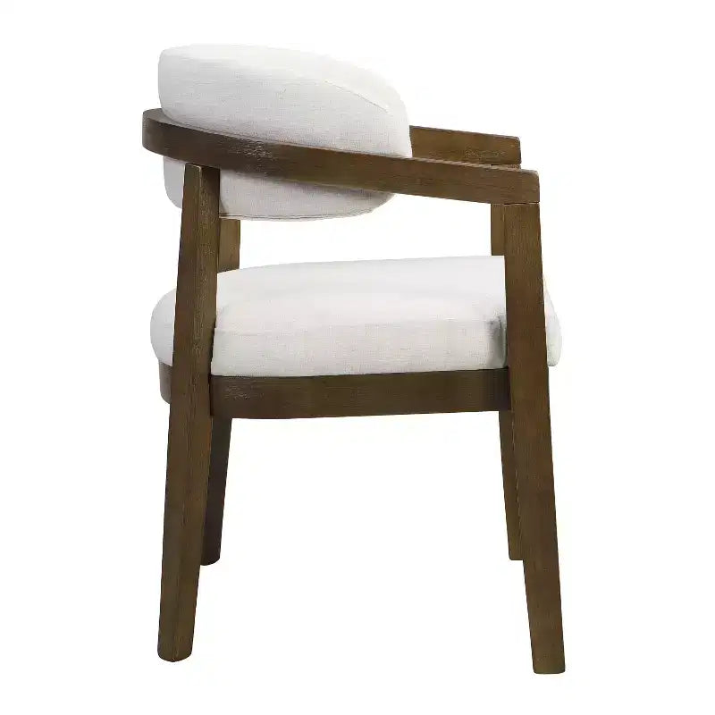 Chaises de salle à manger capitonnées à dossier ouvert, beige/marron et blanc/bleu, lot de 2