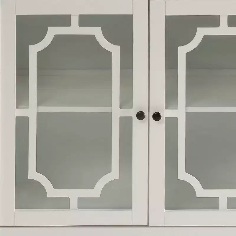 HomeRoots Buffet blanc 34 pouces avec deux portes vitrées
