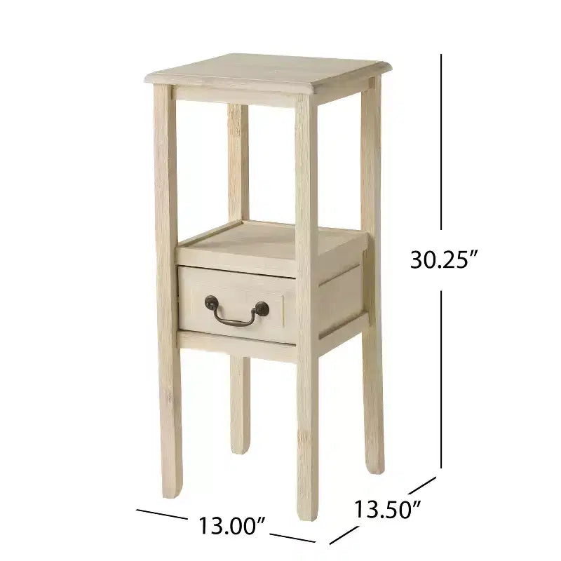 Table d'appoint contemporaine GDFStudio Declan en bois d'hévéa avec tiroir