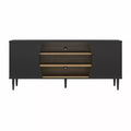Delmar Media Console for TVs up to 65, Black and Natural