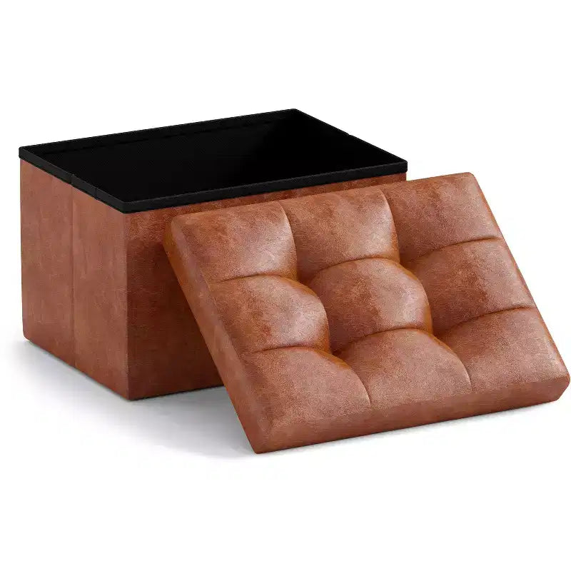 Ornavo Home Pouf de rangement pliable rectangulaire, petit - 30 x 40 x 30 cm