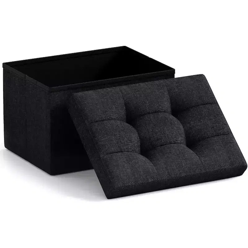 Ornavo Home Pouf de rangement pliable rectangulaire, petit - 30 x 40 x 30 cm