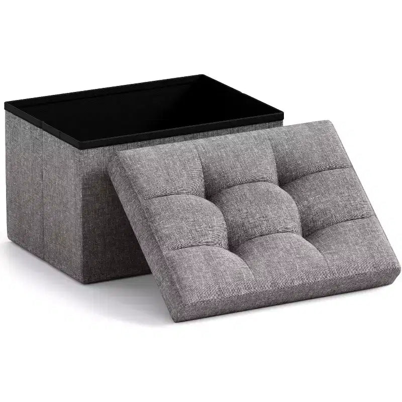 Ornavo Home Pouf de rangement pliable rectangulaire, petit - 30 x 40 x 30 cm