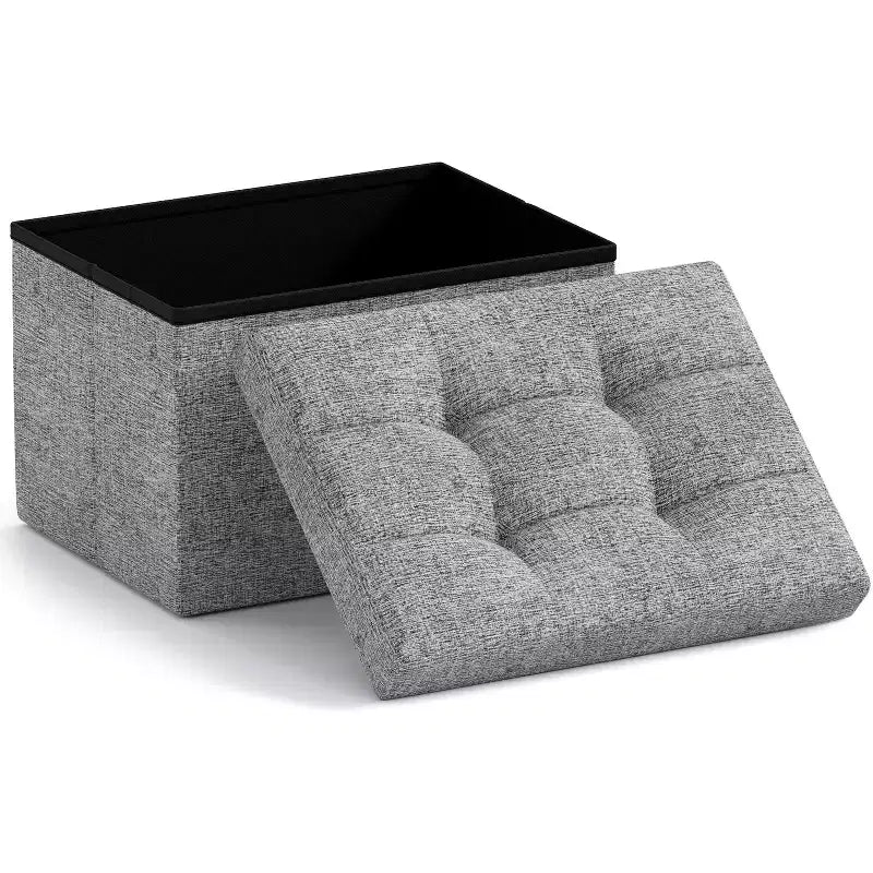 Ornavo Home Pouf de rangement pliable rectangulaire, petit - 30 x 40 x 30 cm