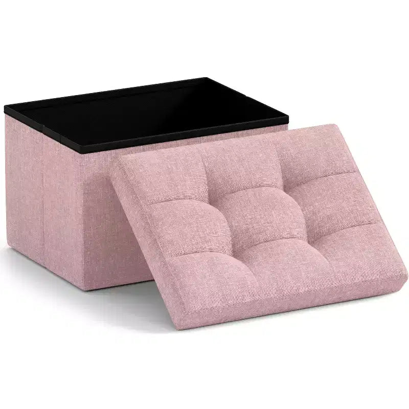 Ornavo Home Pouf de rangement pliable rectangulaire, petit - 30 x 40 x 30 cm