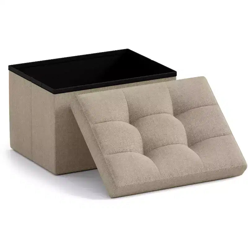 Ornavo Home Pouf de rangement pliable rectangulaire, petit - 30 x 40 x 30 cm