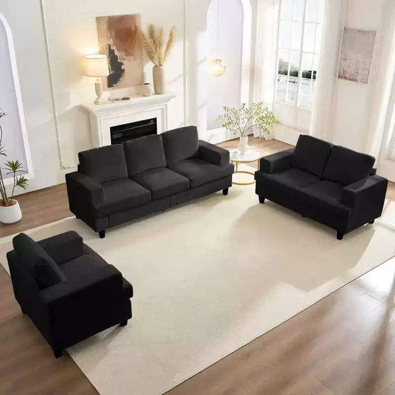 Mjkone Ensemble de canapé 3 pièces pour salon, largeur 82 po, comprenant un canapé 3 places et un canapés 2 places avec fauteuil, ensemble de meubles modulaires sectionnels