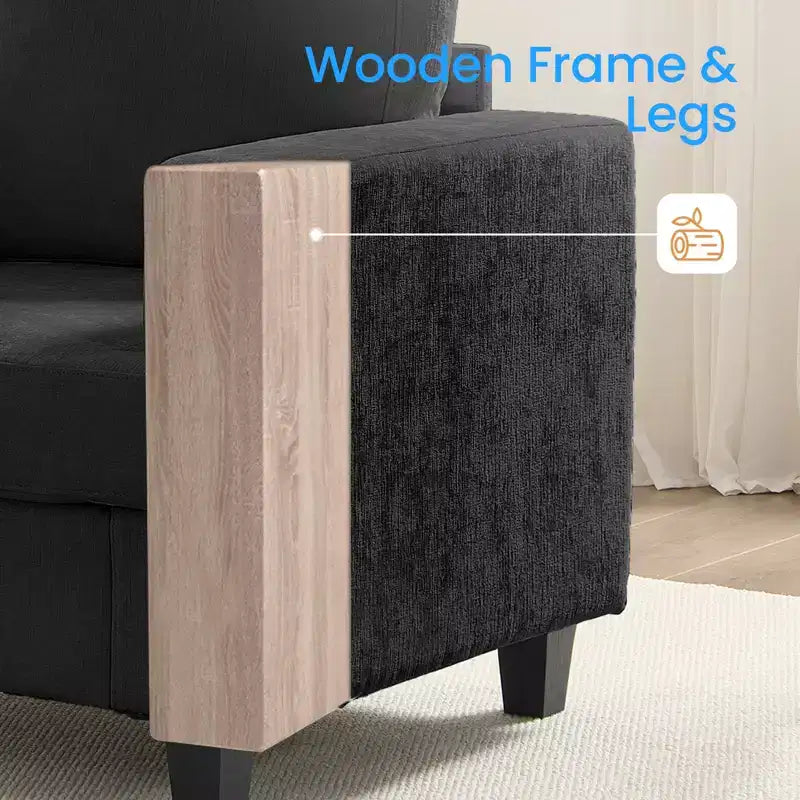Mjkone Ensemble de canapé 3 pièces pour salon, largeur 82 po, comprenant un canapé 3 places et un canapés 2 places avec fauteuil, ensemble de meubles modulaires sectionnels