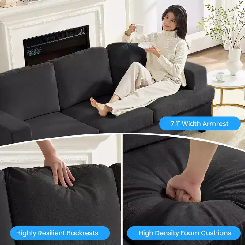 Mjkone Ensemble de canapé 3 pièces pour salon, largeur 82 po, comprenant un canapé 3 places et un canapés 2 places avec fauteuil, ensemble de meubles modulaires sectionnels