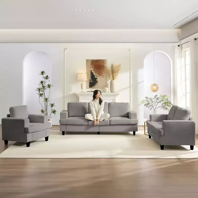 Mjkone Ensemble de canapé 3 pièces pour salon, largeur 82 po, comprenant un canapé 3 places et un canapés 2 places avec fauteuil, ensemble de meubles modulaires sectionnels