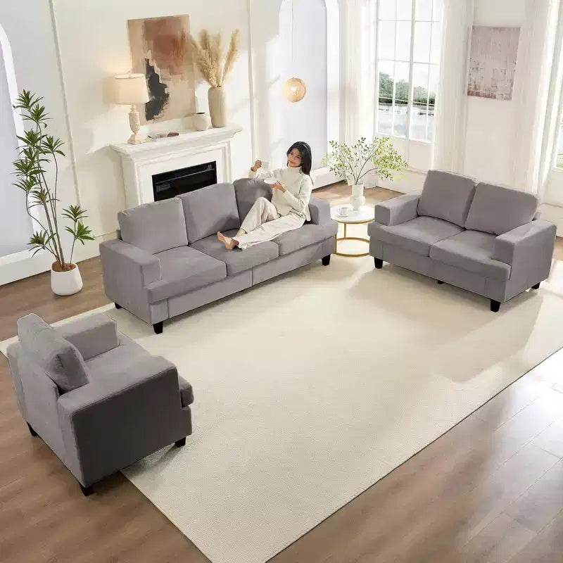 Mjkone Ensemble de canapé 3 pièces pour salon, largeur 82 po, comprenant un canapé 3 places et un canapés 2 places avec fauteuil, ensemble de meubles modulaires sectionnels