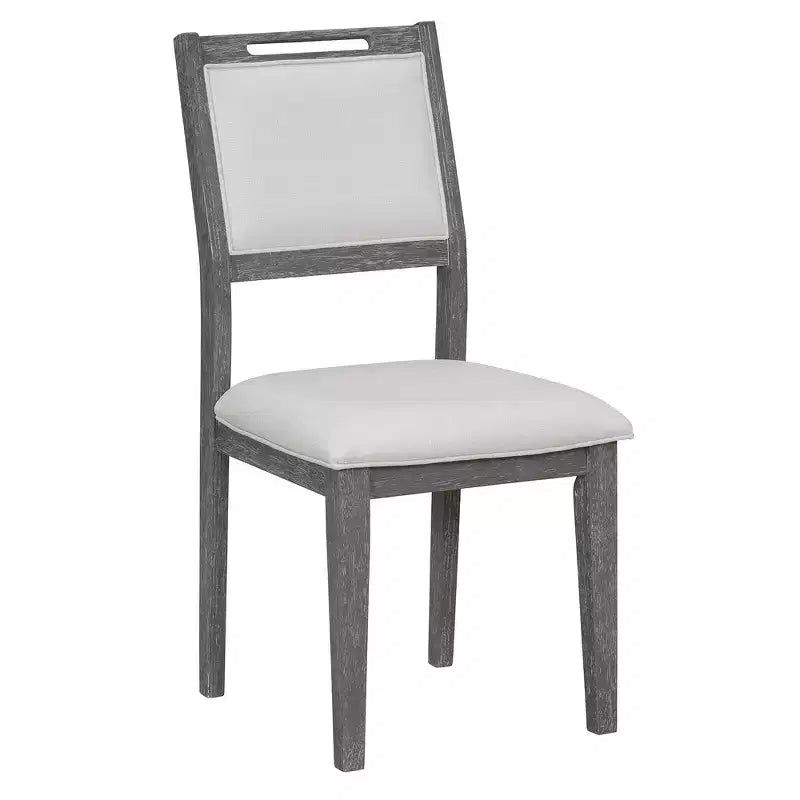Ensemble de salle à manger rétro 6 pièces – Gris clair / Bois clair, 6 places