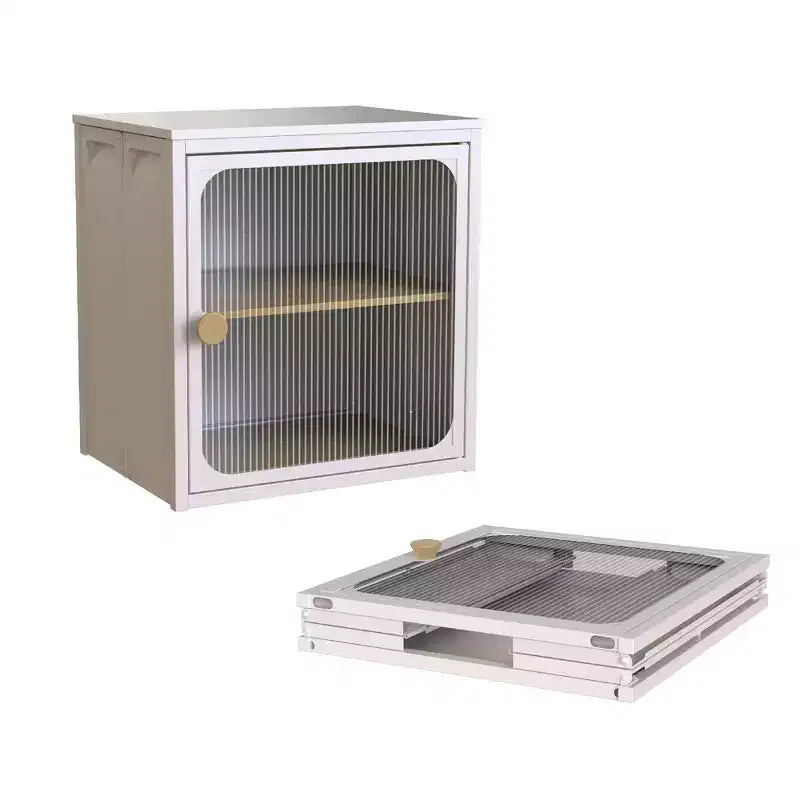 Foldable Steel-Wood Cabinet with Anti-Slip Design - Quick Install, Easy DIY Storage with Door