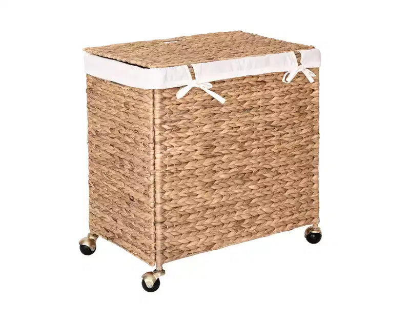 Panier à linge rectangulaire moderne en jacinthe d'eau naturelle Seville Classics