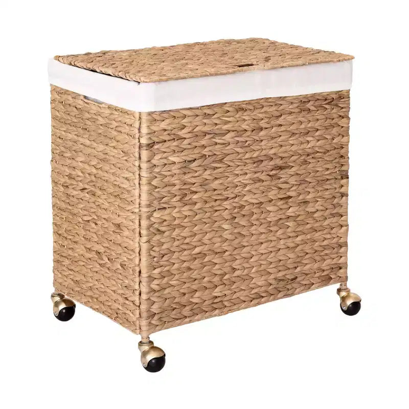 Panier à linge rectangulaire moderne en jacinthe d'eau naturelle Seville Classics