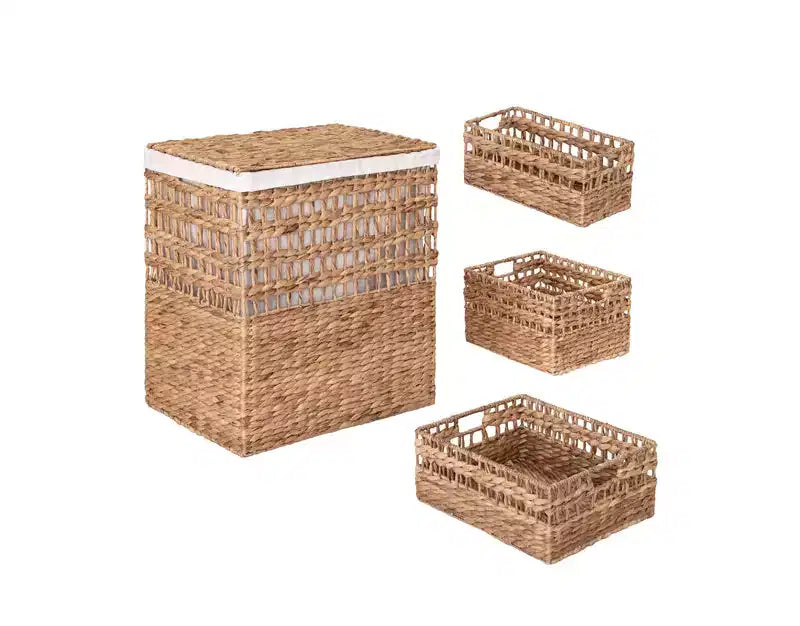 Ensemble de 4 paniers et corbeilles à linge en jacinthe d'eau naturelle Seville Classics