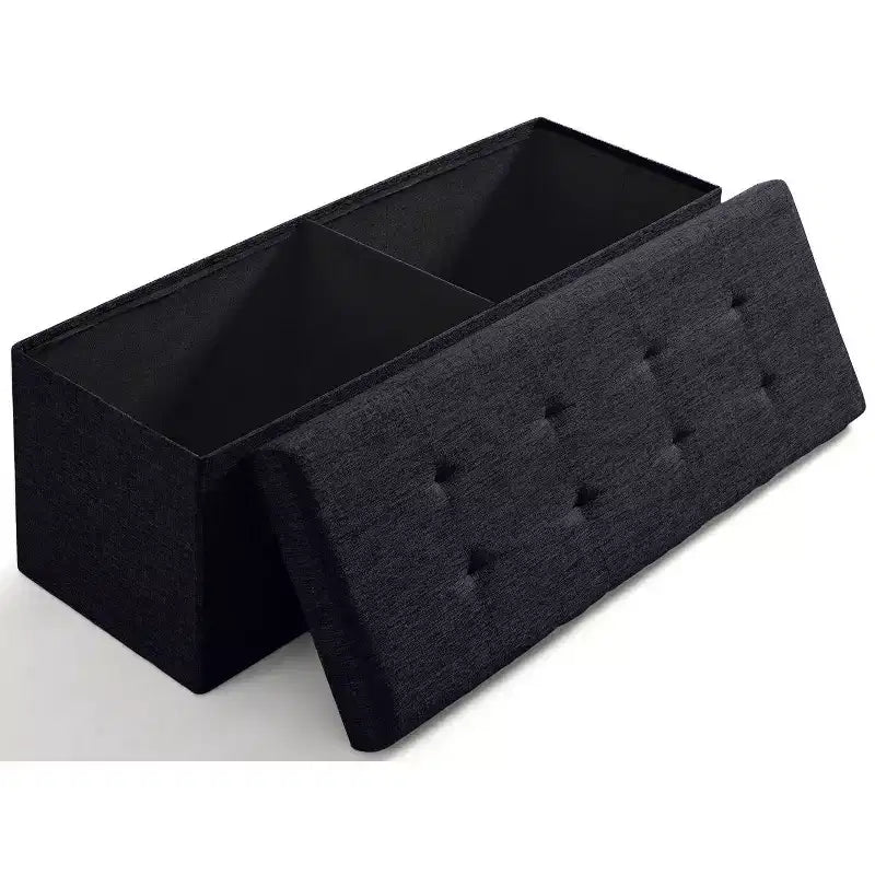 Ornavo Home Banc pouf de rangement pliable capitonné en lin de 109 cm de long