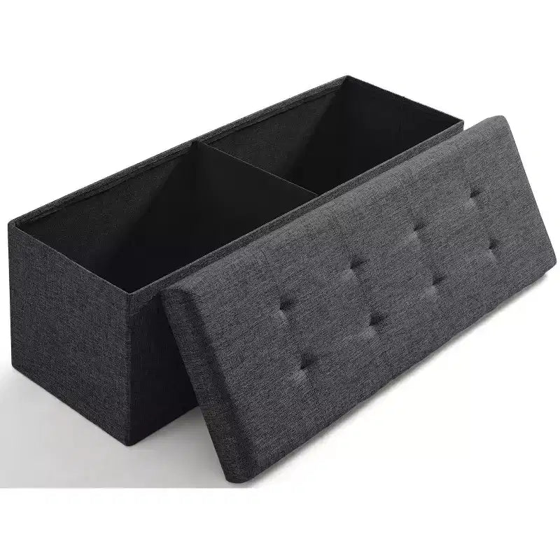 Ornavo Home Banc pouf de rangement pliable capitonné en lin de 109 cm de long