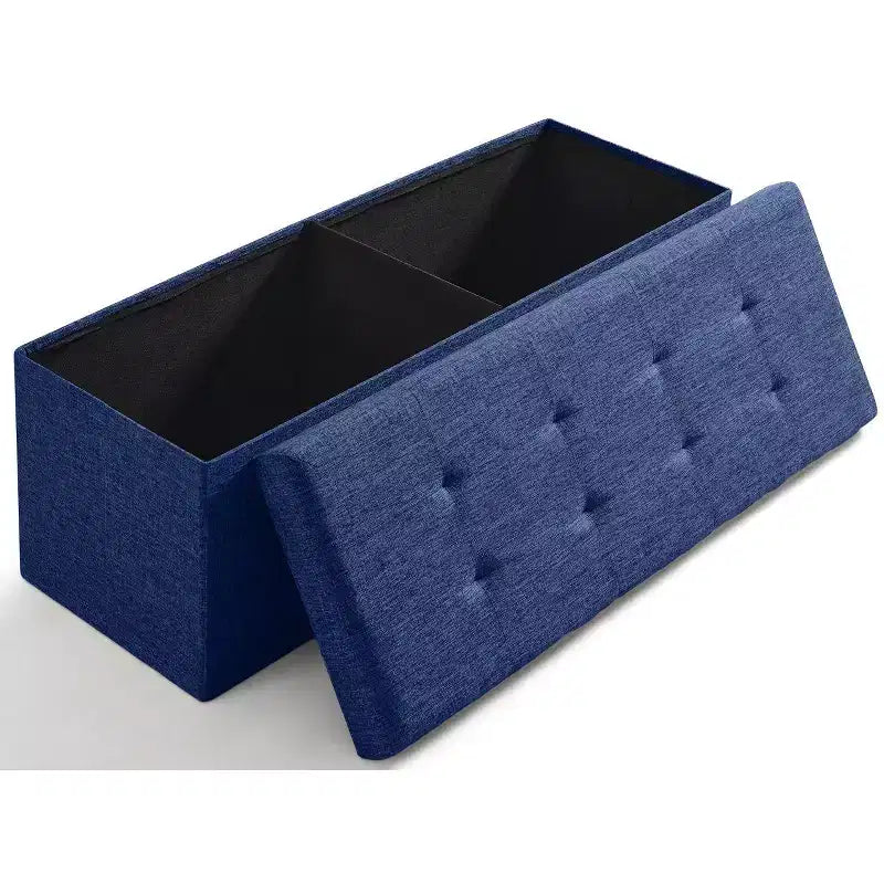 Ornavo Home Banc pouf de rangement pliable capitonné en lin de 109 cm de long
