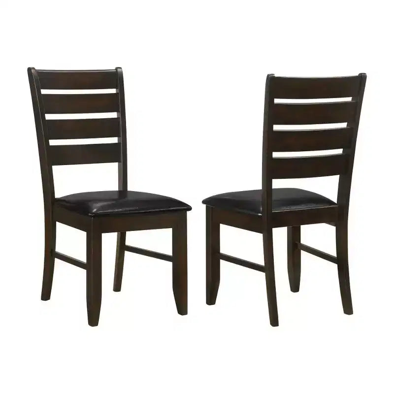 Simple Relax Set of 2 Upholstered Side Chairs with Ladder Back in Cappuccino and Black