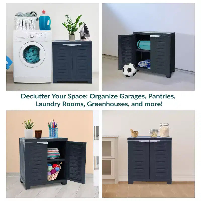 Sunnydaze Armoire de rangement polyvalente en plastique avec étagère réglable - 25.5