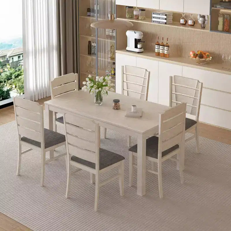 VECELO Chaises de salle à manger rustiques en bois, chaises de cuisine en bois d'hévéa avec siège et dossier rembourrés, gris