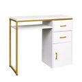 Karl Home | White 2-Drawer Computer Desk with Storage and Keyboard Tray