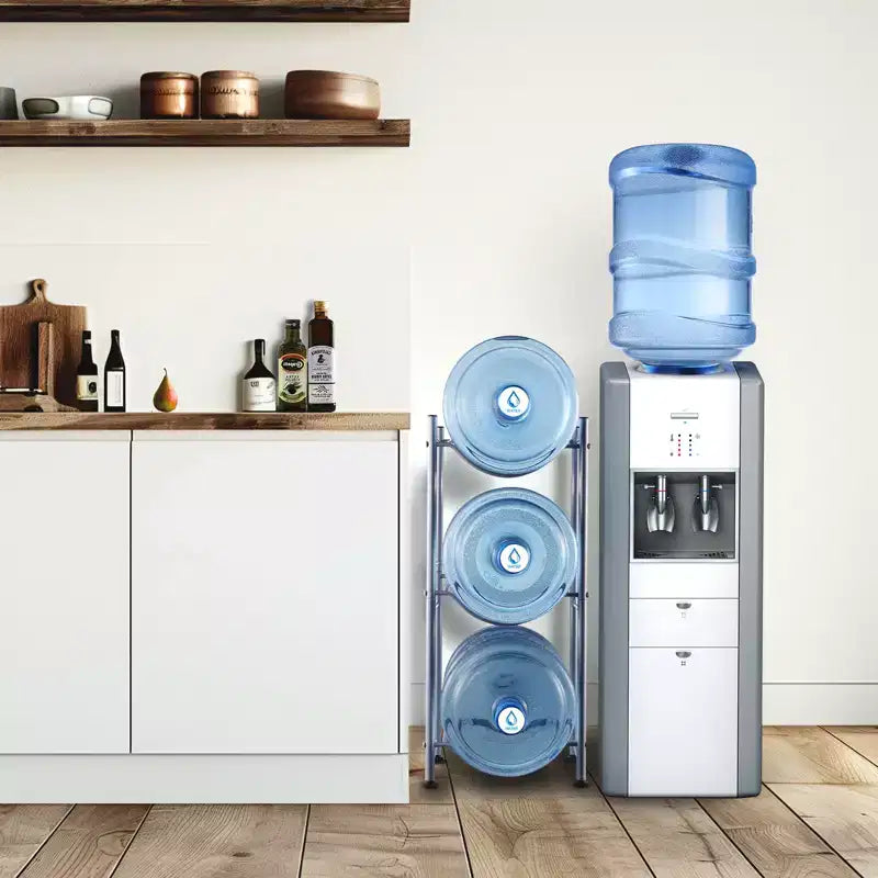 VEVOR Support de Bouteille d'Eau à 3 Niveaux, Support de Bouteille d'Eau de 19 Litres, Support de Bouteille d'Eau à Rangée Unique pour 3 Bouteilles, Support de Bouteille d'Eau Robuste