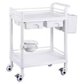VEVOR 2 Tiers Lab Carts, Lab Utility Cart with 2 Trays, 2 Drawers & 4 Silent Wheels, Mobile Medical Cart with PP Material, Lab Rolling Cart
