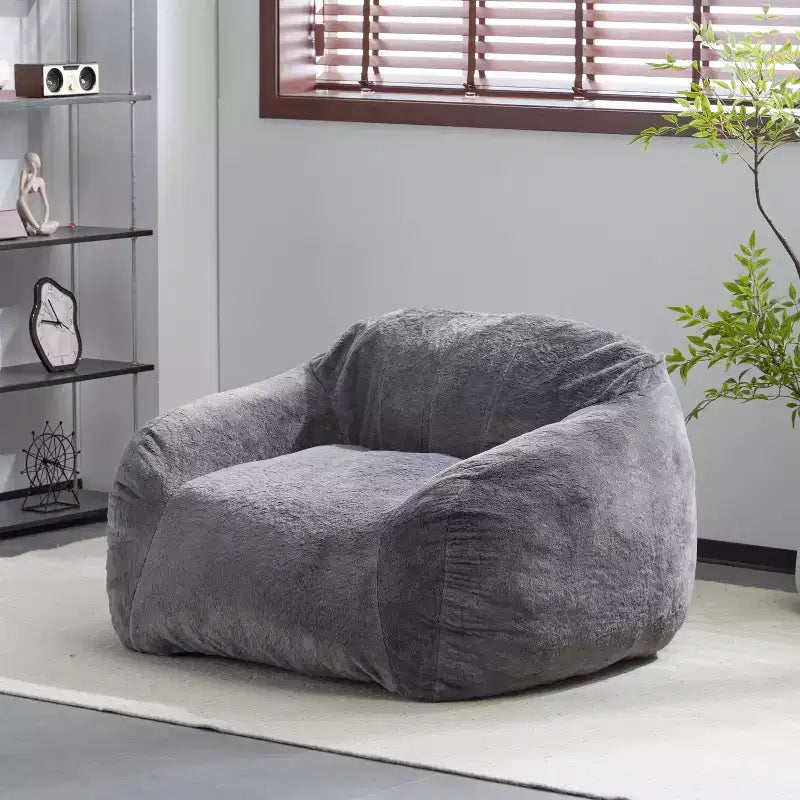 Pouf poire d'intérieur moderne et polyvalent en fausse fourrure avec dossier Christopher Knight Home Maeve
